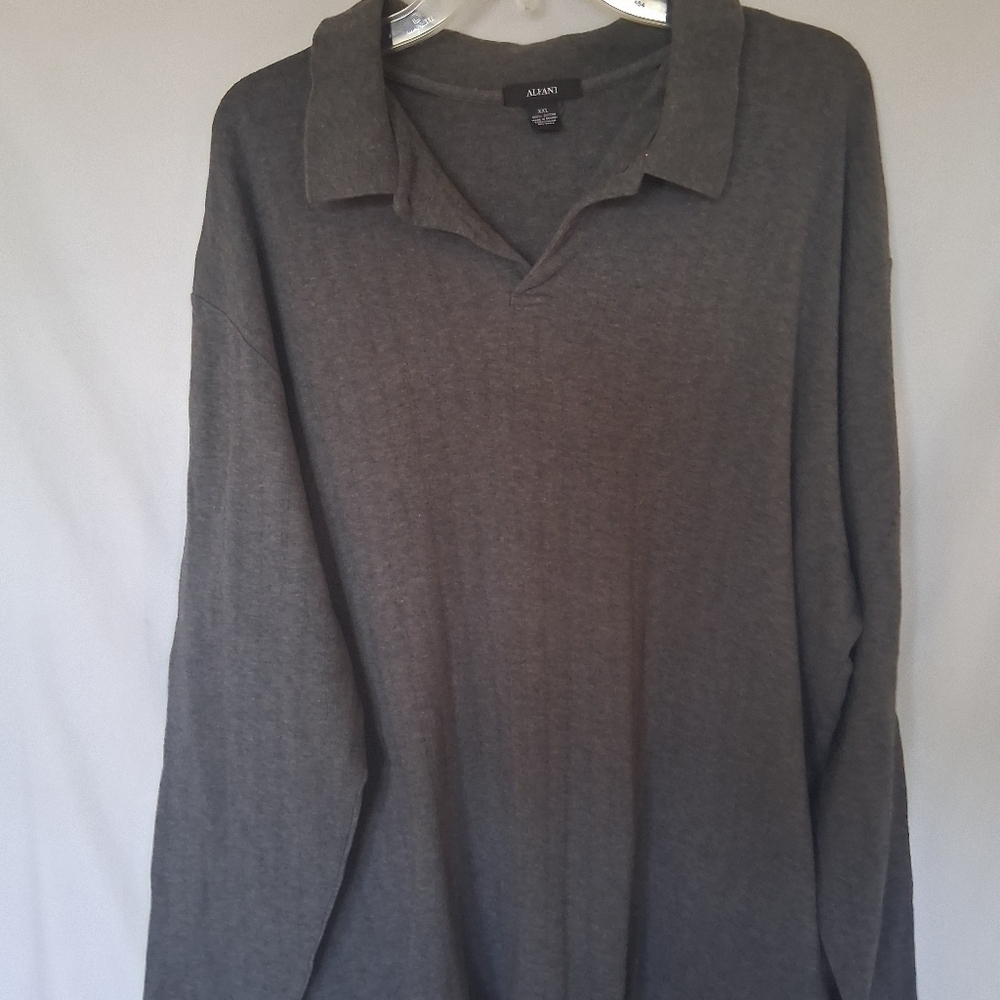 Alfani Charcoal Long Sleeve Polo - Picture 3 of 6